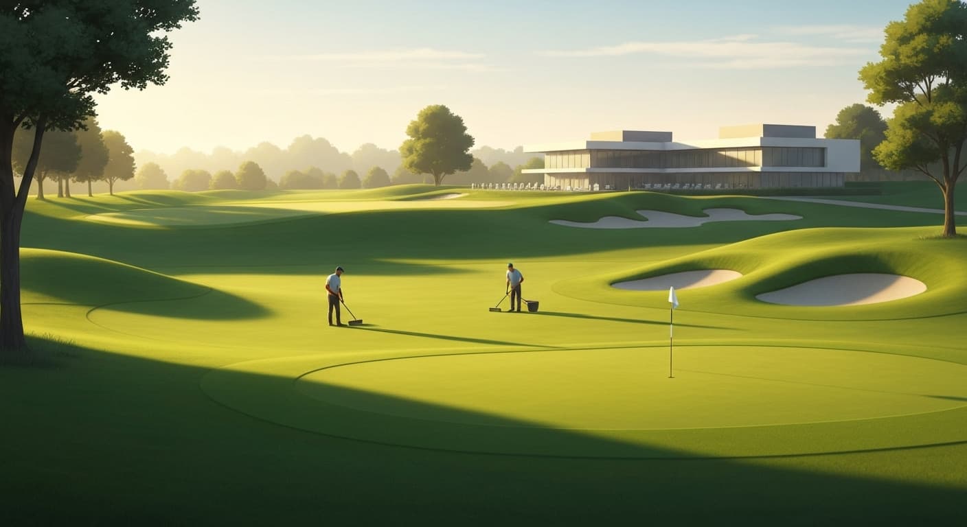 Golf club français avec parcours impeccable et clubhouse moderne