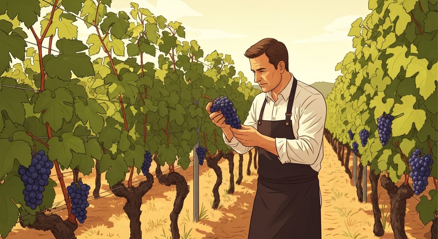 Vigneron professionnel travaillant dans un vignoble AOC en Bourgogne