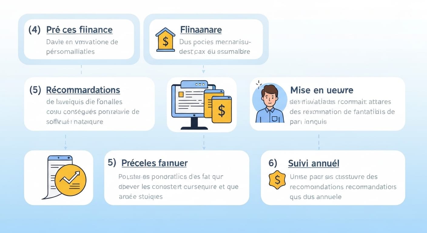 Schéma des 6 étapes d'un bilan patrimonial complet