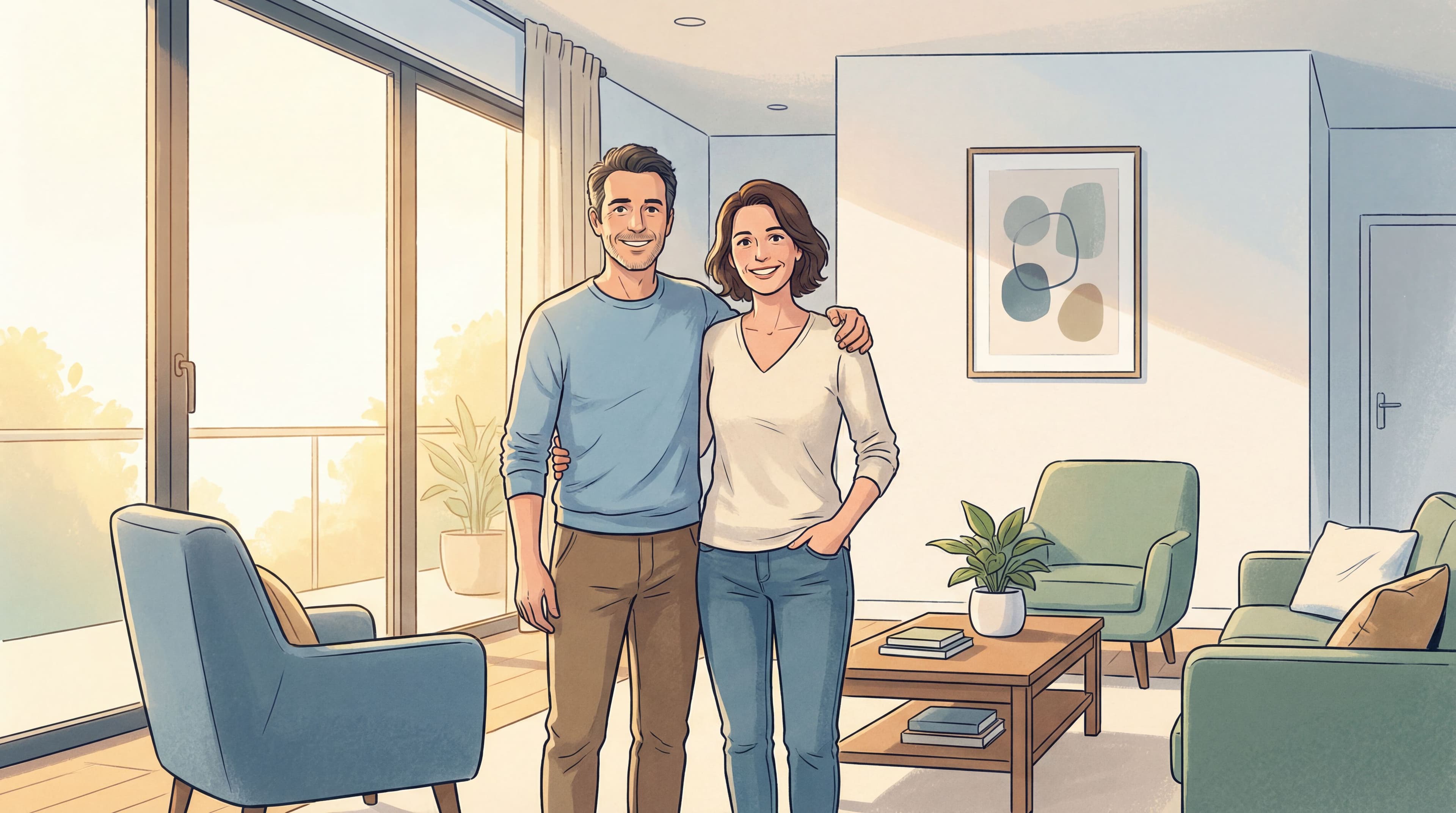 Maison moderne française avec panneaux solaires et équipements assurés