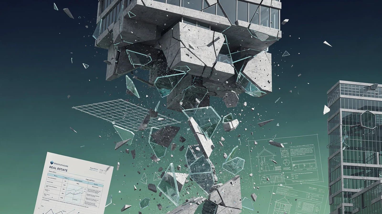 Illustration abstraite de l'immobilier et du marché immobilier - Crise des SCPI : Primopierre, Perial et Paref contraintes de