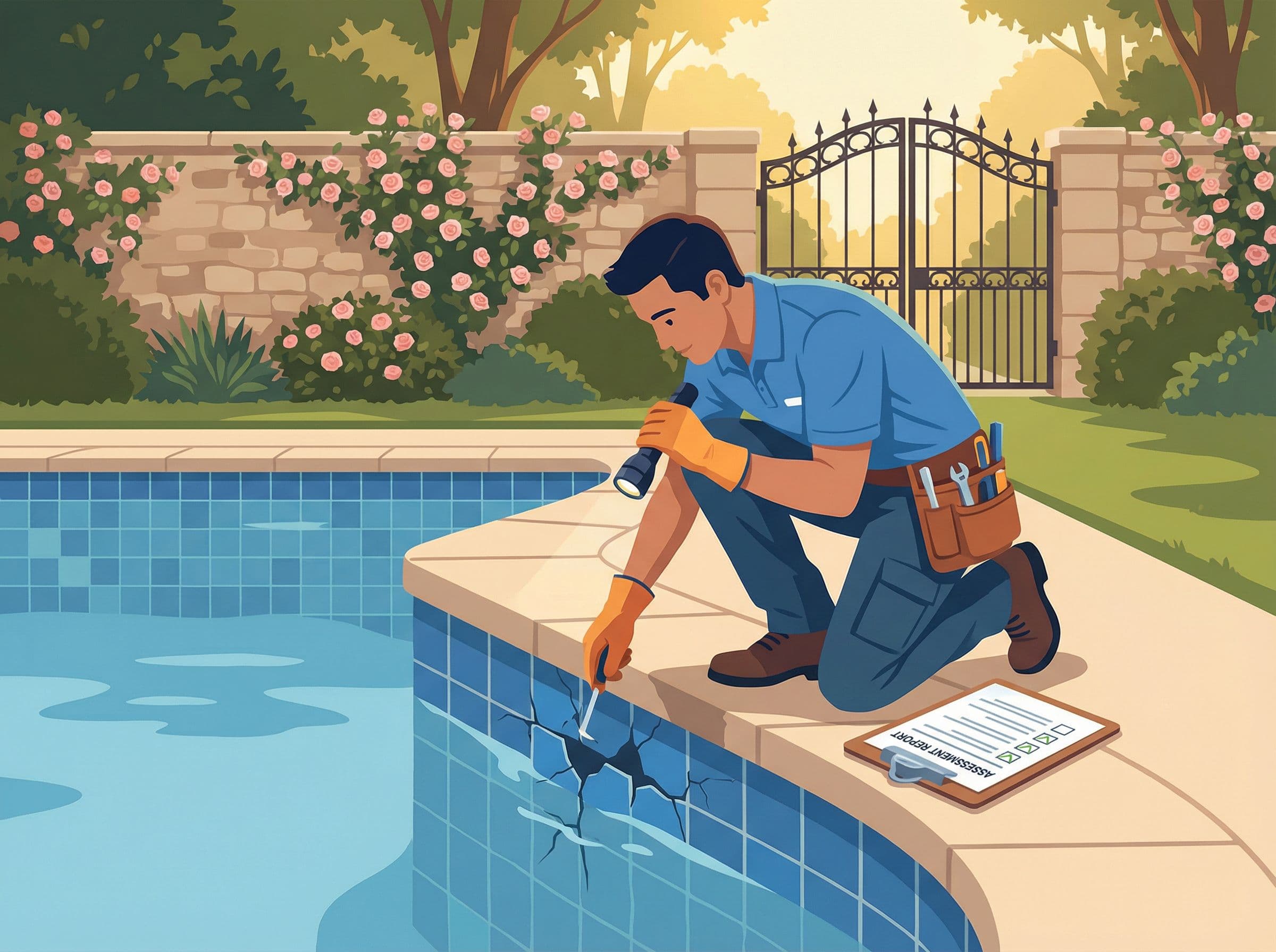 Technicien intervenant rapidement sur un sinistre piscine couvert par l'assurance