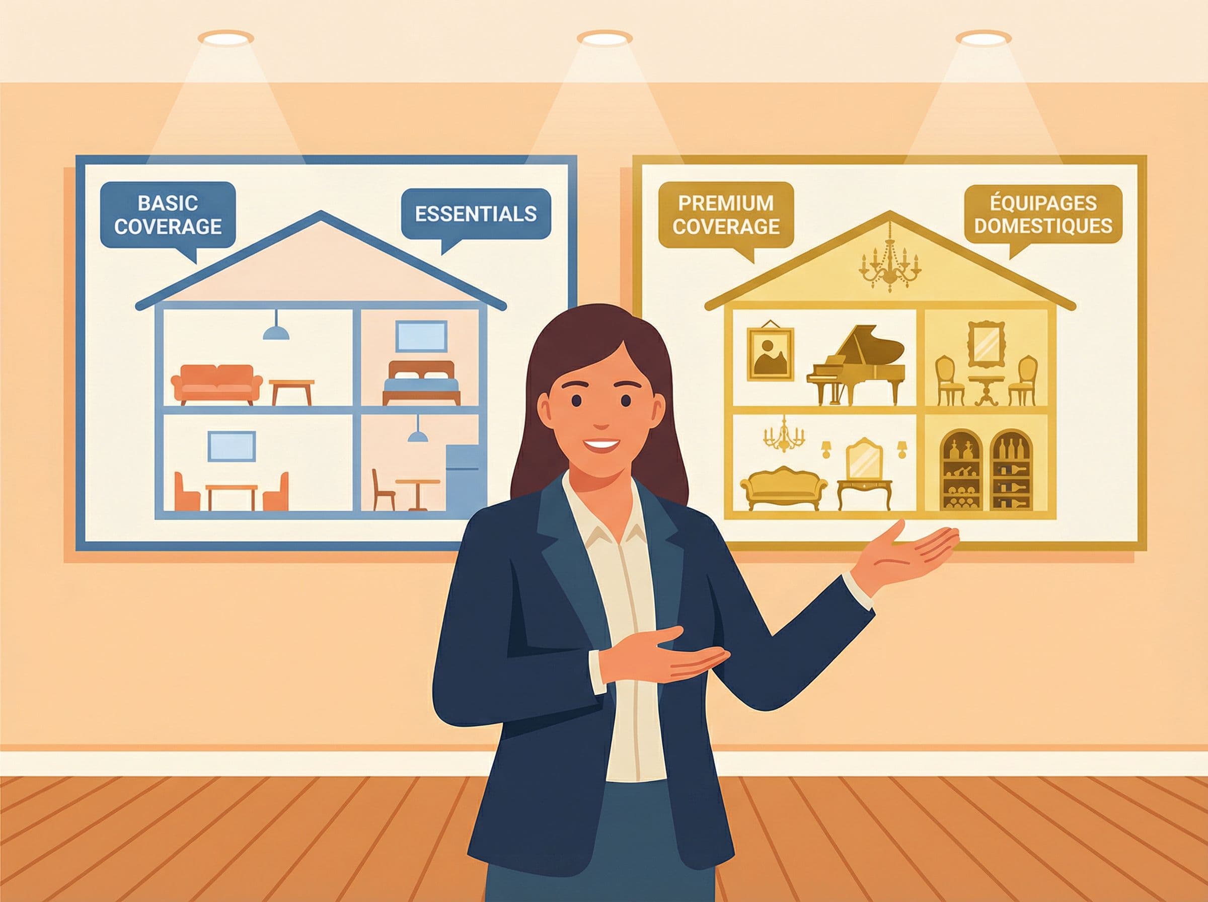 Conseiller expliquant la différence entre assurance habitation et assurance équipages domestiques