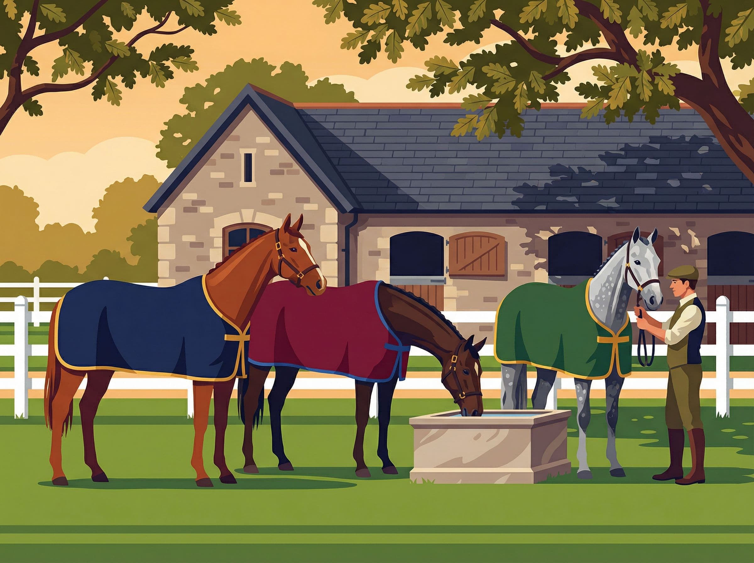 Chevaux de polo de compétition dans un haras français prestigieux