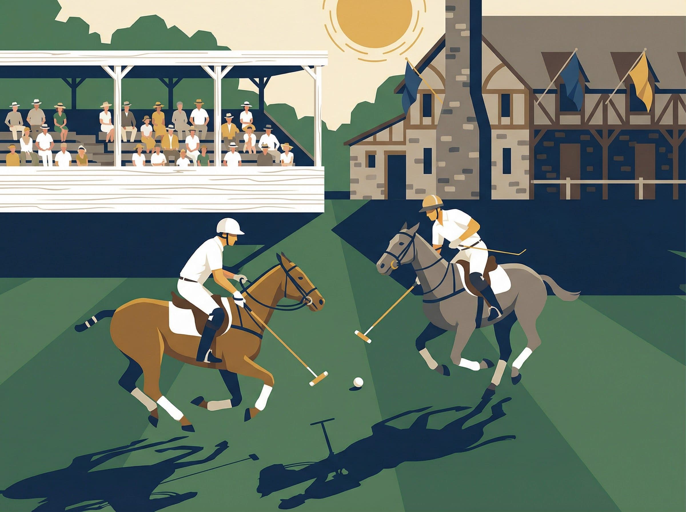 Match de polo dans un club français avec tribunes et spectateurs élégants