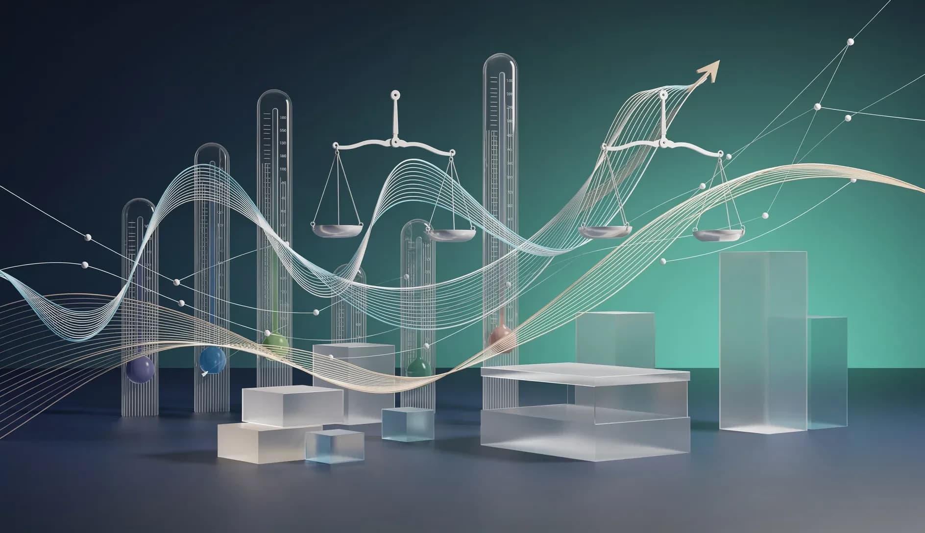 Visualisation abstraite de la dynamique inflationniste en France avec des formes géométriques ascendantes représentant la hausse des prix et l'équilibre épargne-inflation