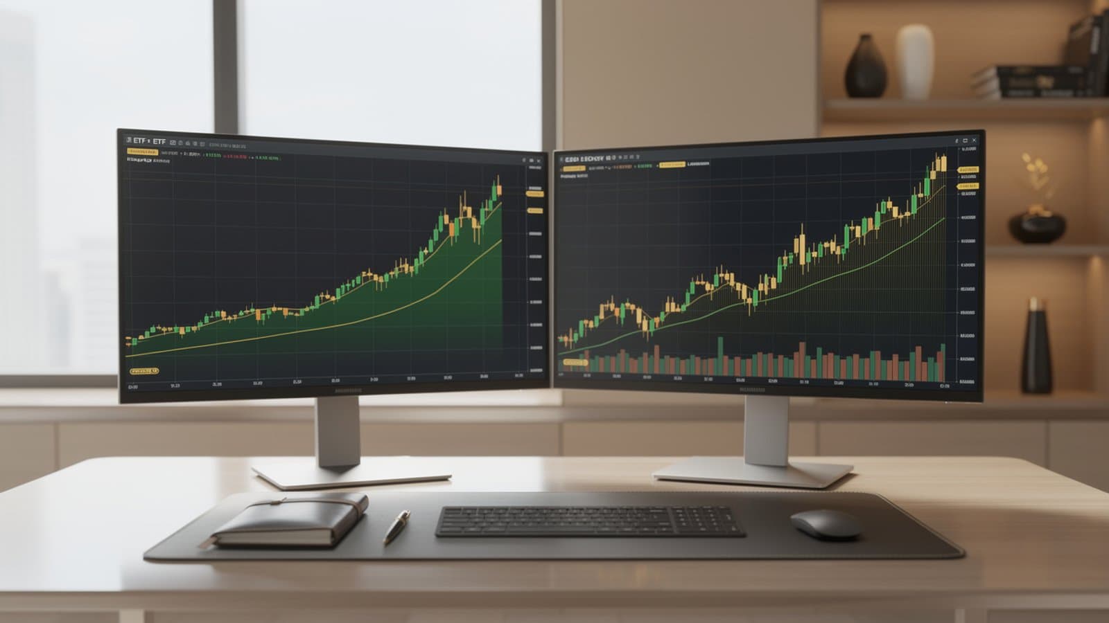 Tableau de bord ETF or papier sur écran financier