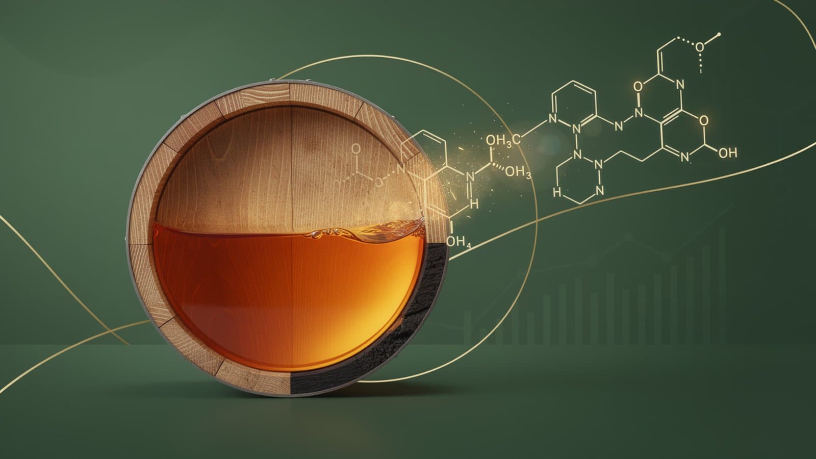 Illustration du processus de maturation du whisky en fûts de chêne dans un entrepôt sous douane écossais