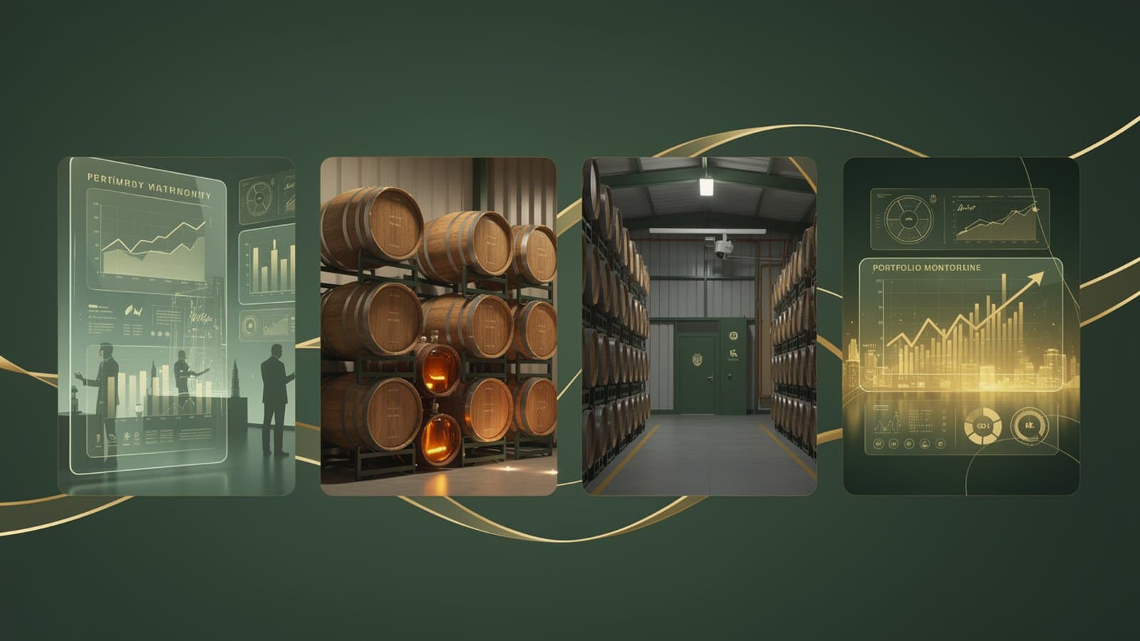 Illustration des quatre étapes d'acquisition et de gestion d'un fût de whisky avec France Épargne