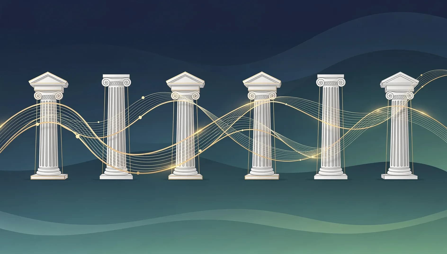 Visualisation abstraite de réseaux monétaires interconnectés symbolisant la convergence des décisions des banques centrales mondiales