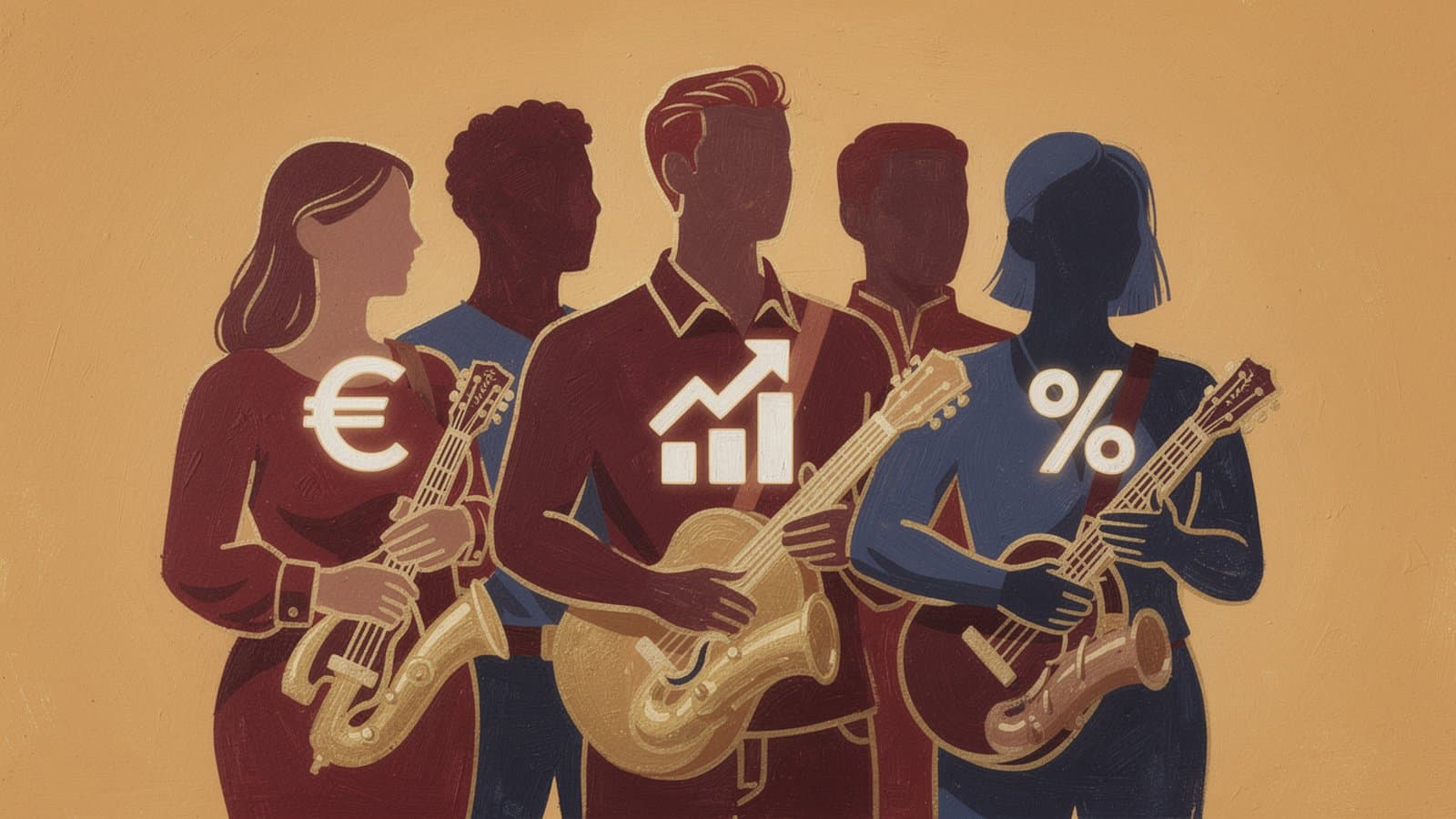 Illustration des différents profils d'investisseurs en royautés musicales, du jeune professionnel au retraité