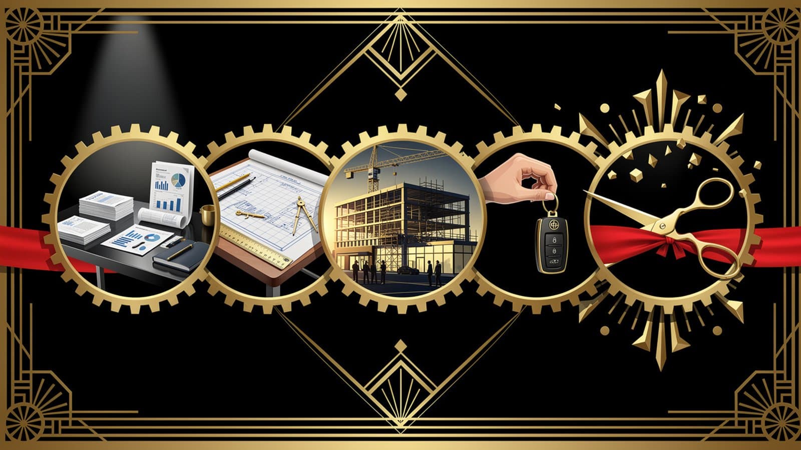 Étapes de création d'une concession automobile de luxe, du bilan patrimonial au lancement