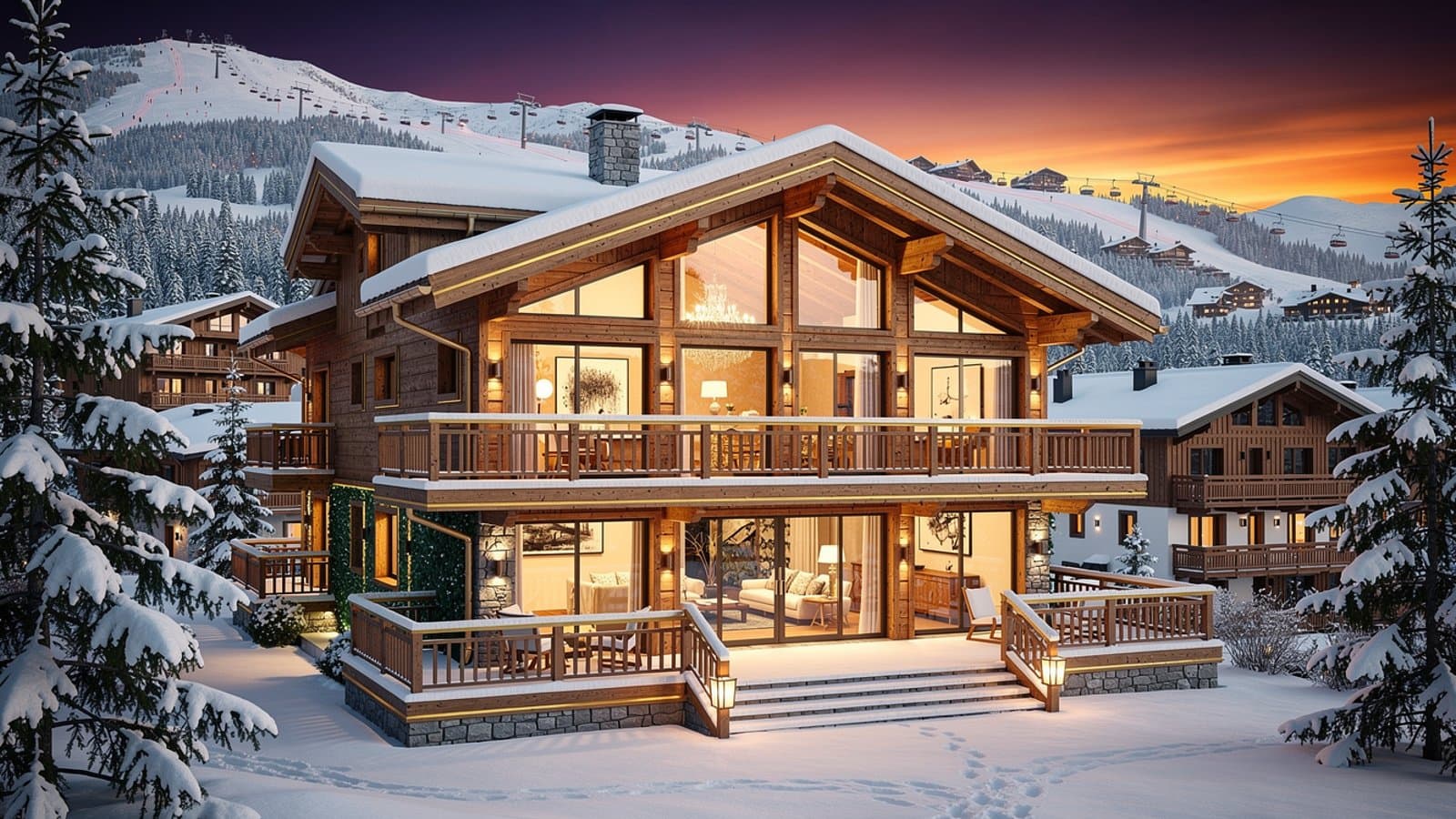 Chalet de montagne en station de ski française destiné à l'investissement locatif