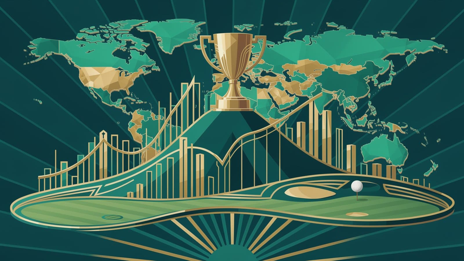 Illustration des tendances du marché golfique mondial avec graphiques de croissance
