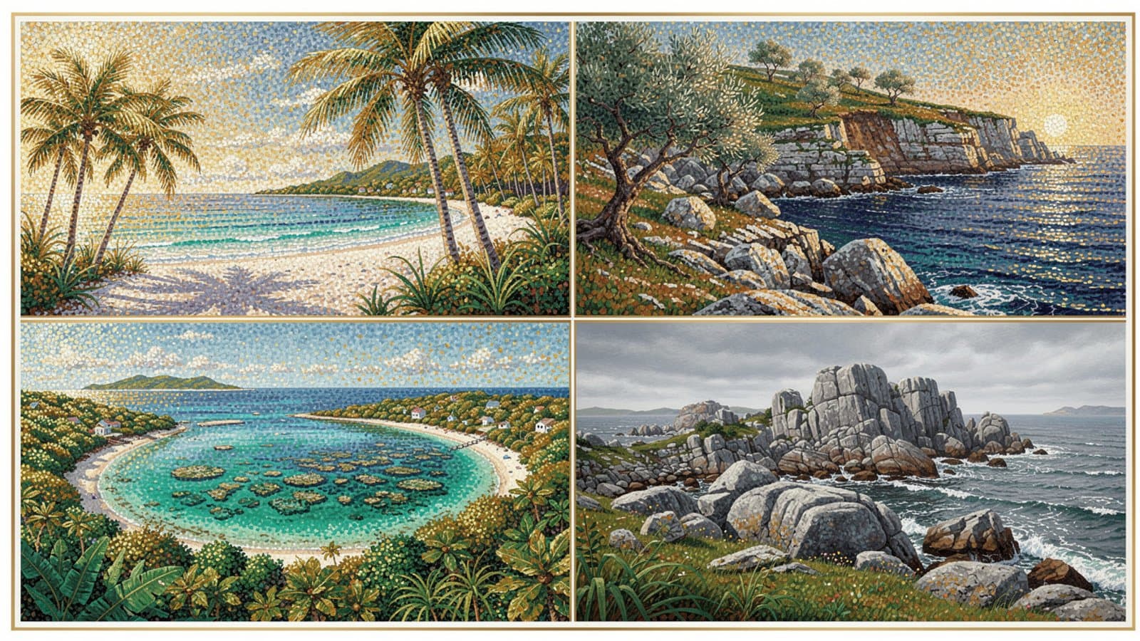 Carte des destinations d'îles privées avec fourchettes de prix par région