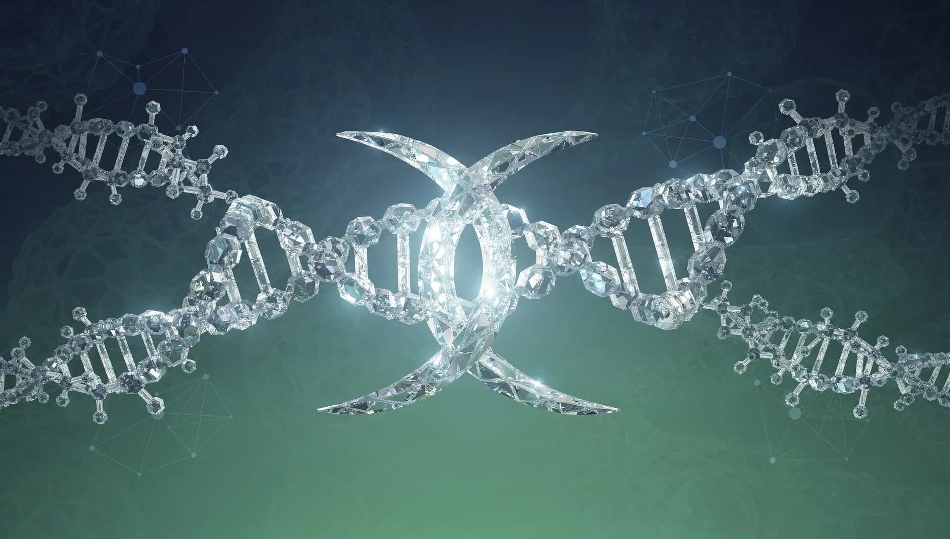 Illustration abstraite de structures moléculaires interconnectées symbolisant la recherche pharmaceutique et l'innovation en oncologie