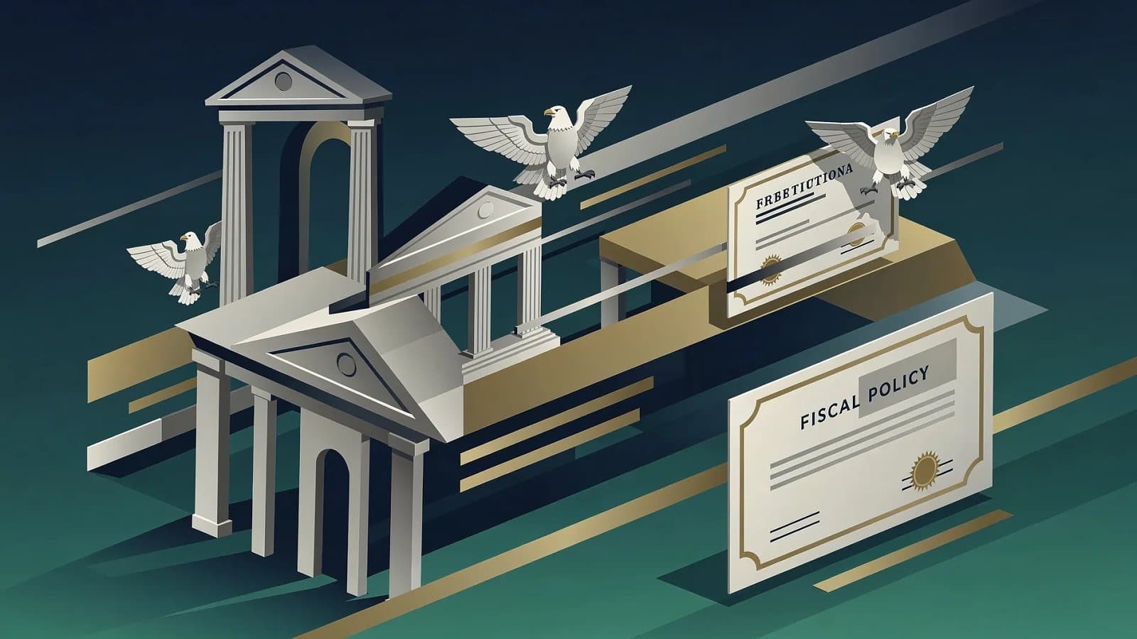 Illustration abstraite de législation fiscale et de séparation des pouvoirs constitutionnels