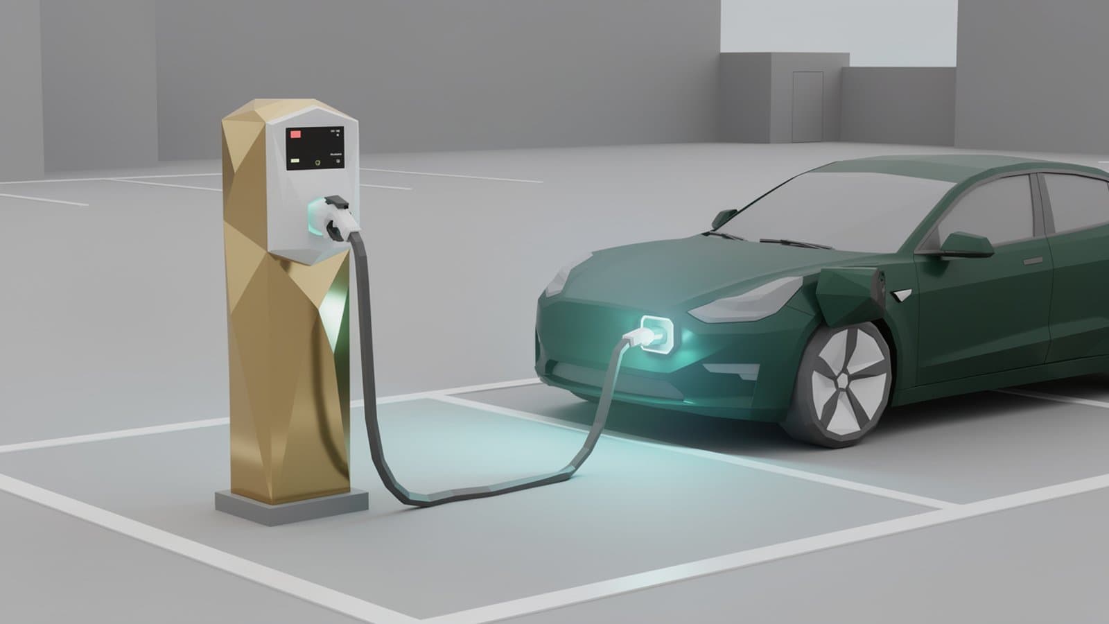 Borne de recharge pour véhicule électrique installée dans un parking privé