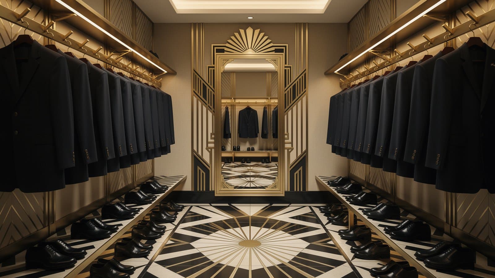 Vestiaire de personnel avec uniformes pressés