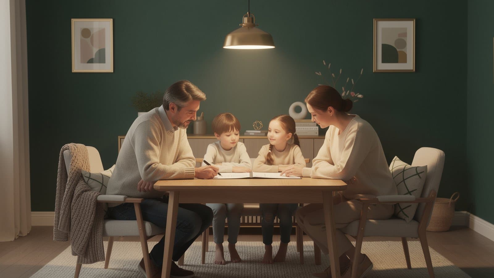 Famille protégée par une assurance décès temporaire : parents avec enfants, sérénité financière