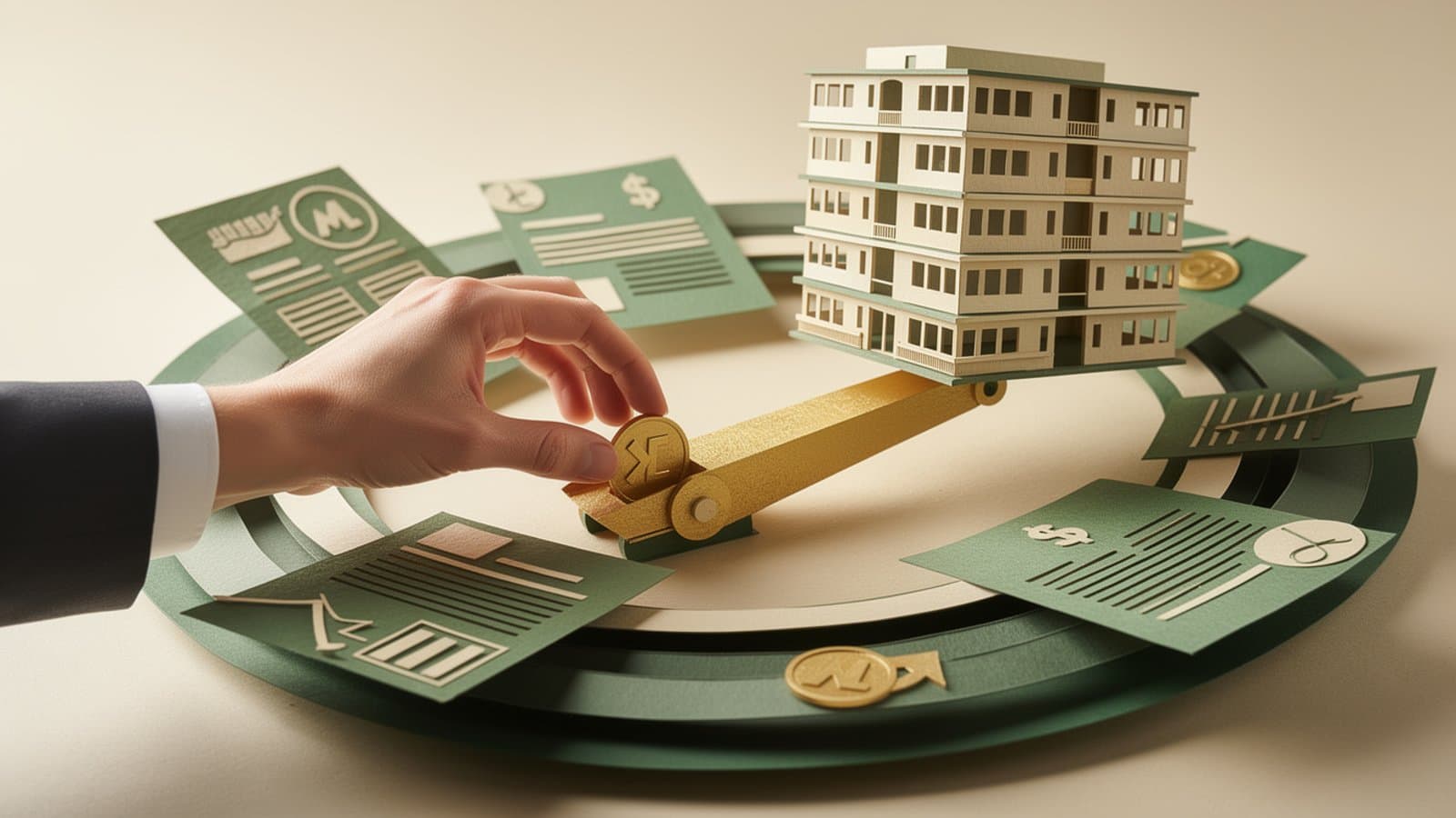 Représentation du montage financier et de l'effet de levier du crédit immobilier pour un investissement locatif