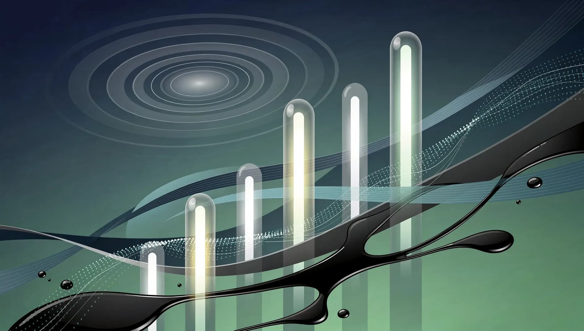Visualisation abstraite de flux économiques mondiaux et de pressions inflationnistes traversant les continents