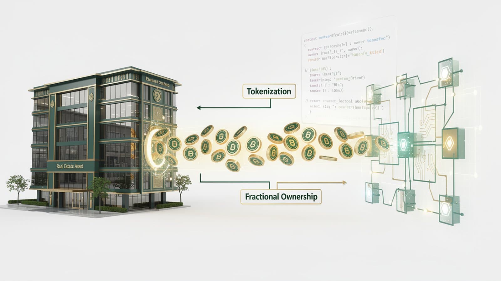 Schéma du fonctionnement de la tokenisation des actifs sur la blockchain