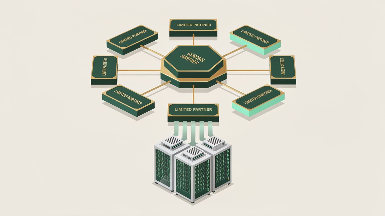 Schéma de la structure d'un fonds de private equity data center avec GP et LP