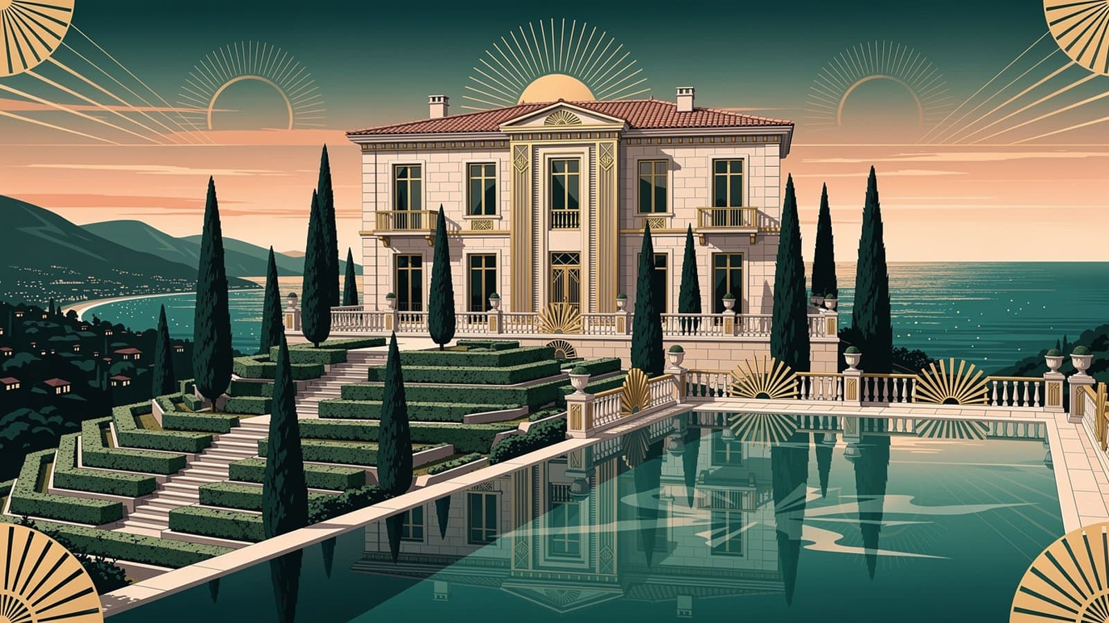 Vue panoramique d'une villa vue mer sur la Côte d'Azur protégée par une assurance prestige