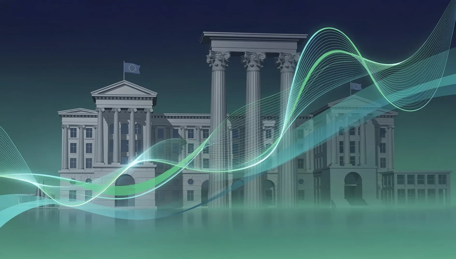 Visualisation abstraite des courbes de prix divergentes en zone euro et de la pression énergétique sur l'inflation