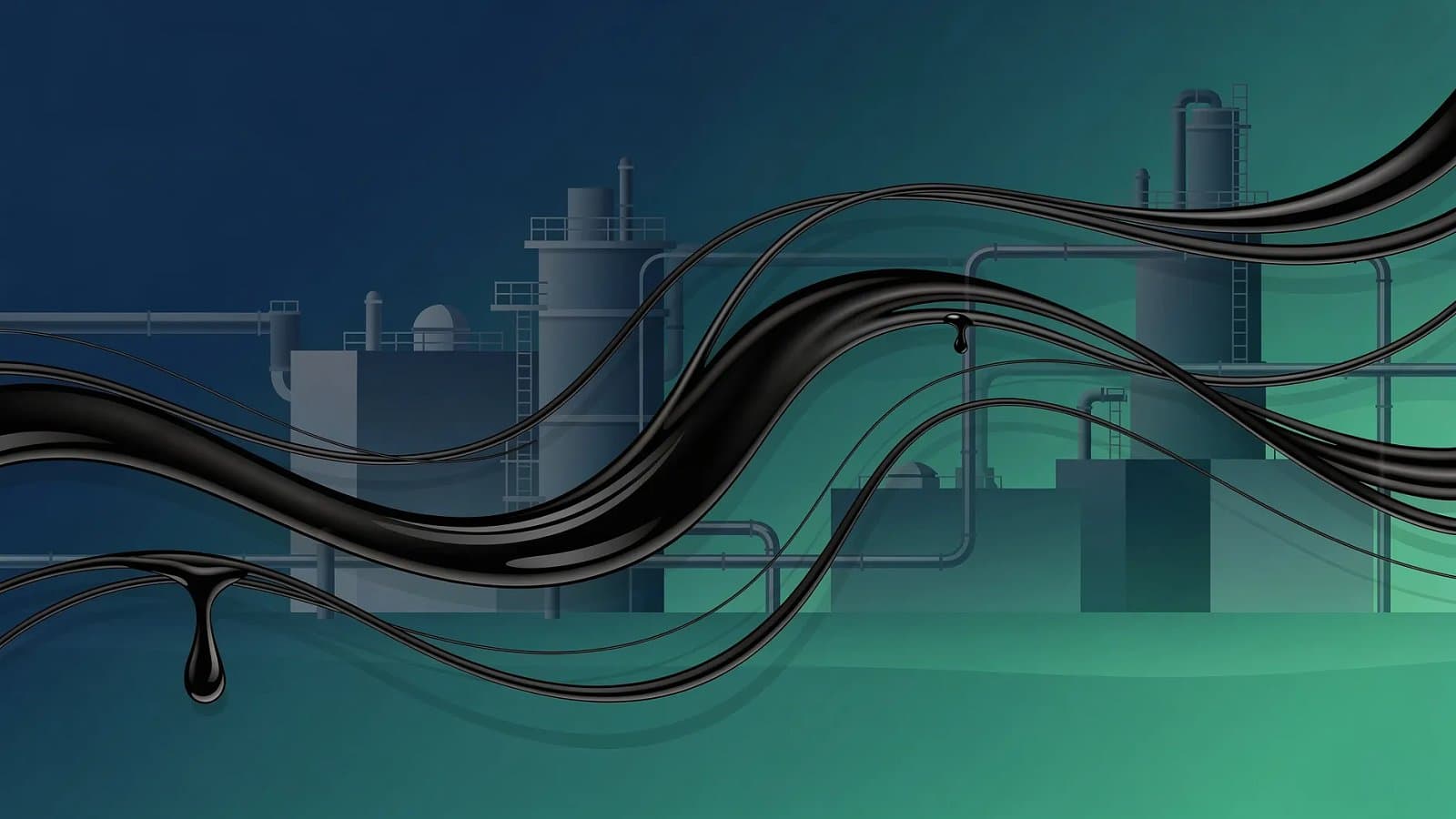 Visualisation abstraite des flux pétroliers et d une infrastructure de raffinage évoquant la cession des actifs argentins de Raizen à Mercuria