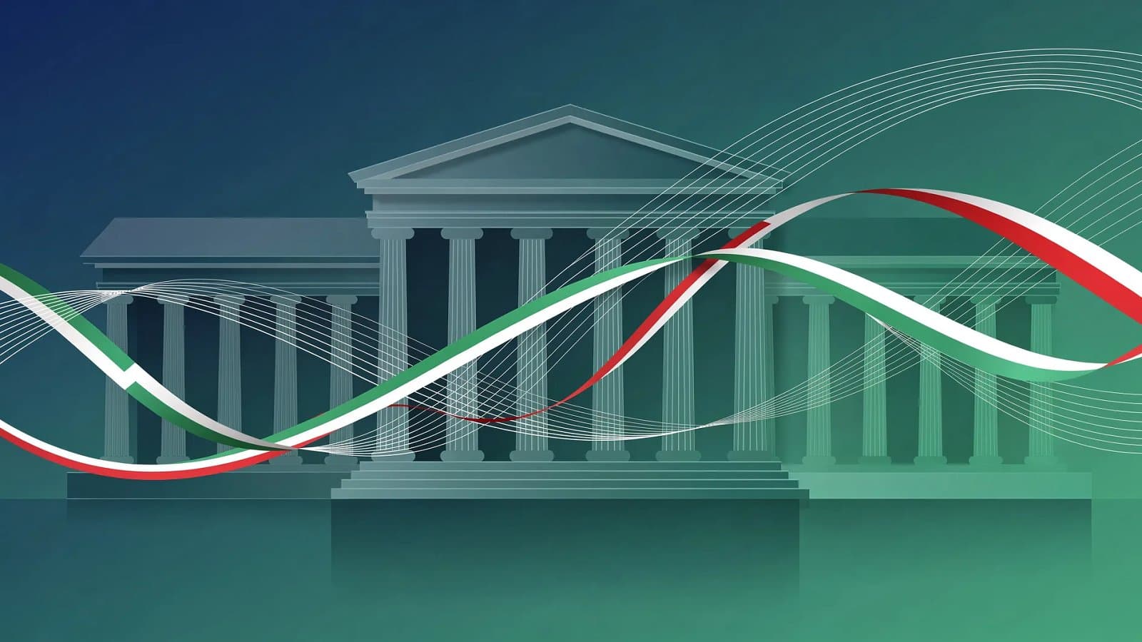 Représentation abstraite d'une émission obligataire souveraine européenne, flux de capitaux institutionnels en dégradé bleu et vert
