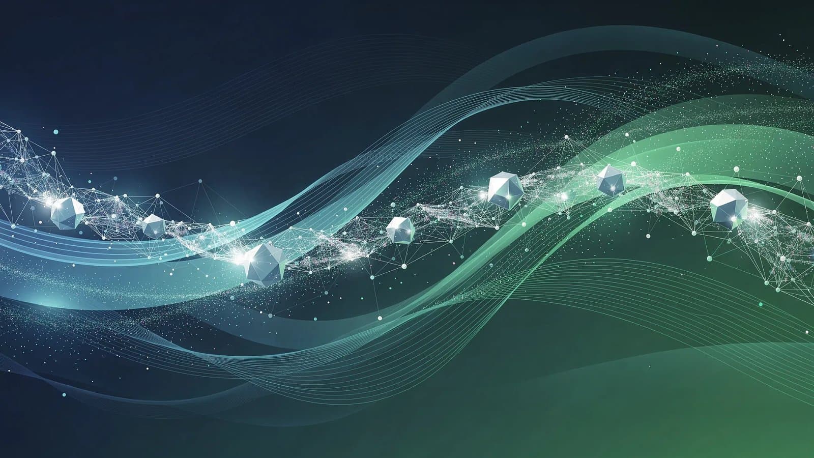 Visualisation abstraite de flux de données créatifs et de réseaux numériques illustrant l'intelligence artificielle dans l'édition logicielle
