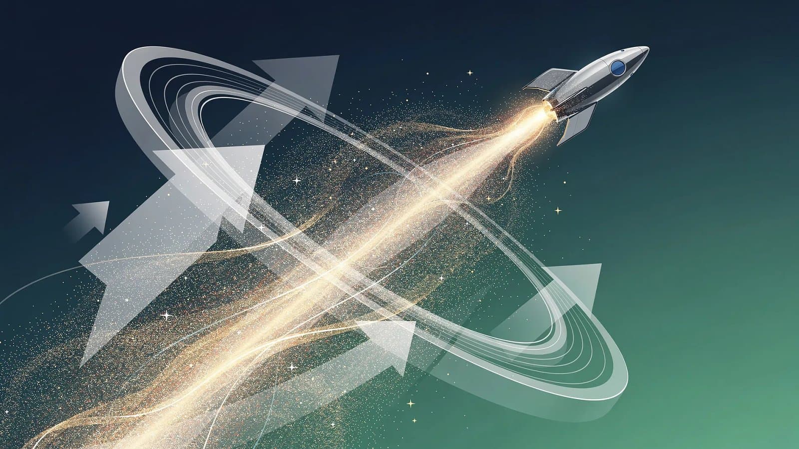 Illustration abstraite d'une trajectoire ascendante évoquant le lancement spatial et l'envolée boursière de SpaceX