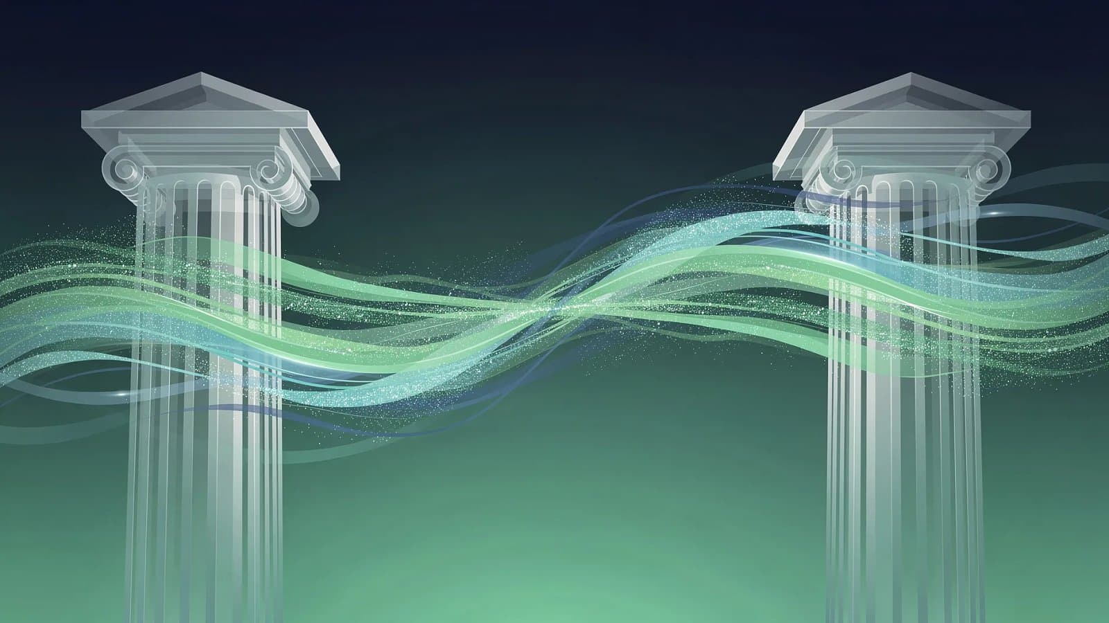 Illustration abstraite de l'axe d'investissement entre le Royaume-Uni et le Japon, flux de capitaux et de technologies reliant deux pôles institutionnels