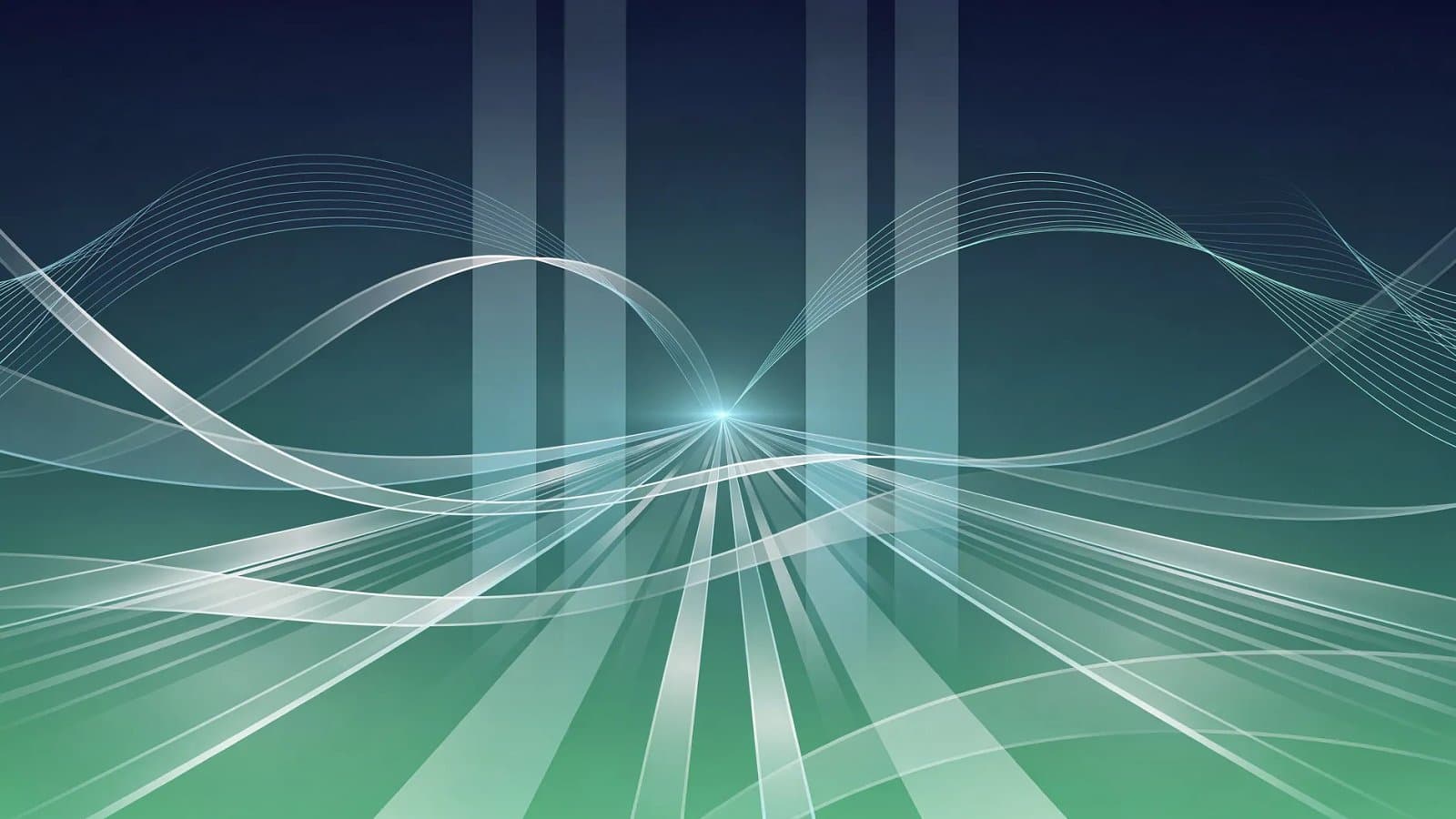 Visualisation abstraite de flux de capitaux obligataires convergeant vers une structure institutionnelle stable, tons bleu profond et vert émeraude