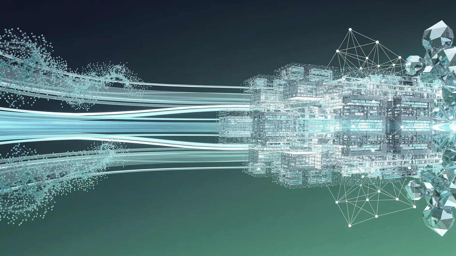 Visualisation abstraite de flux de capitaux convergeant vers des structures numériques en réseau, symbolisant la bascule des fonds souverains vers les marchés privés et l'infrastructure de l'intelligence artificielle